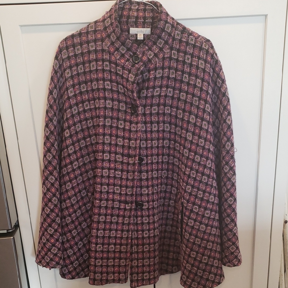 Plaid Button-Up Cape
